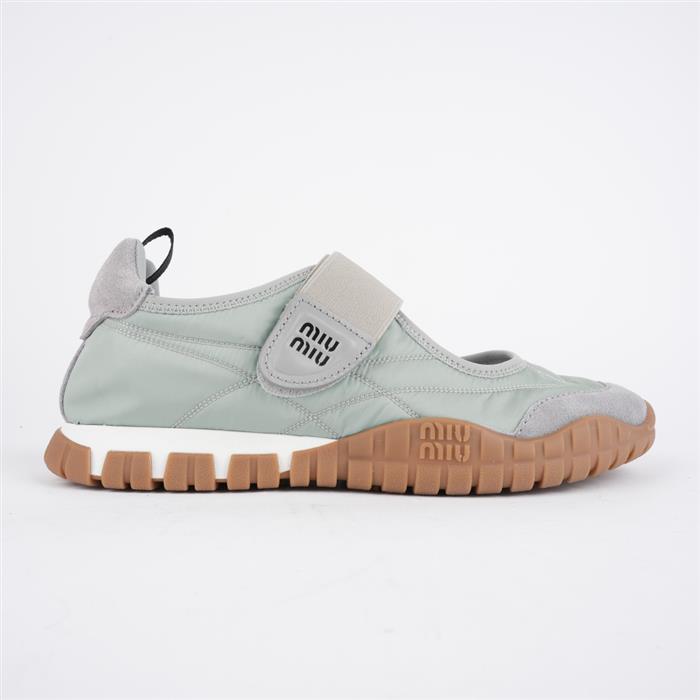 Miu Miu Tire Technical Suede Ballerina Sneakers Low-Top Navy