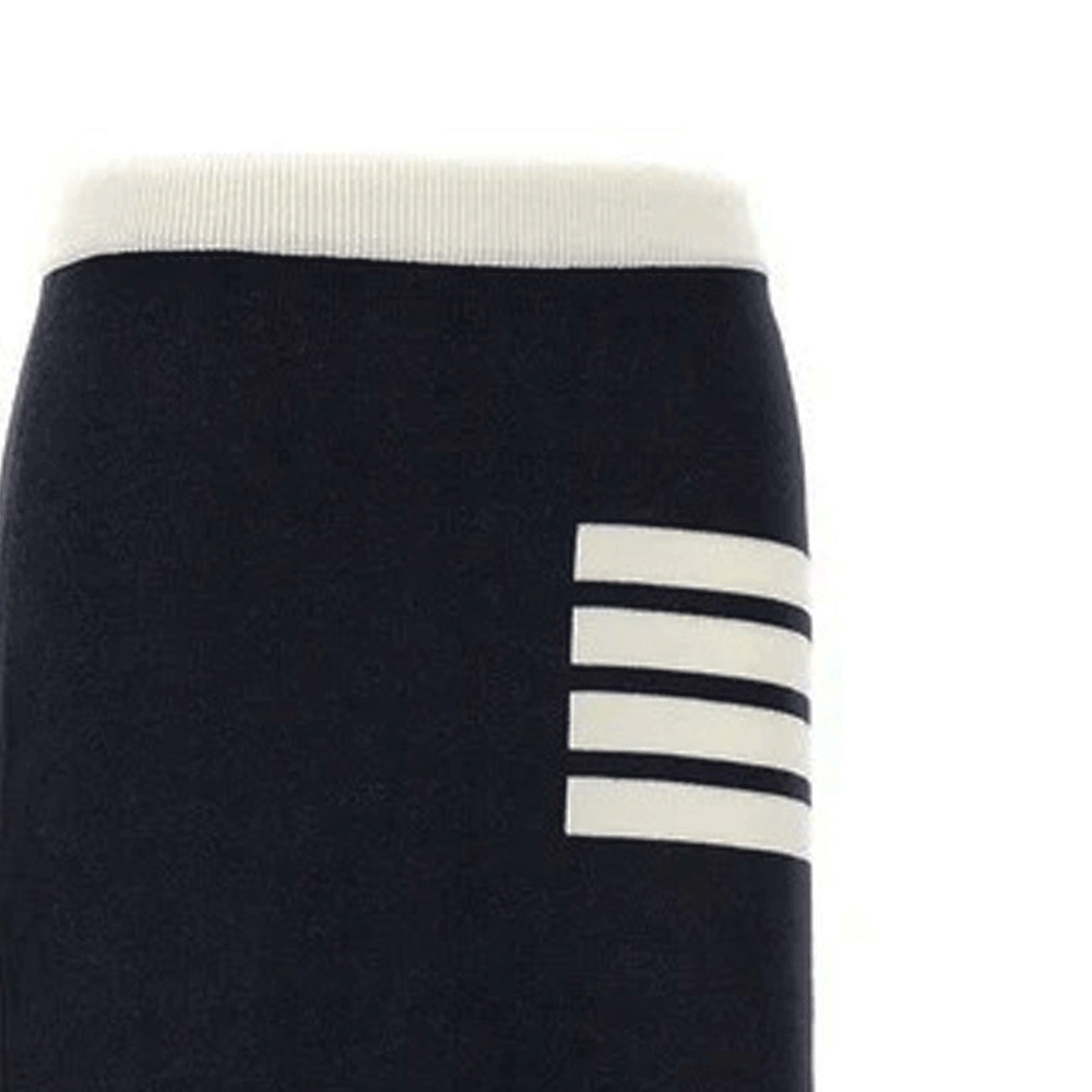 THOM BROWNE Women’s Merino Wool A-Line Skirt Navy