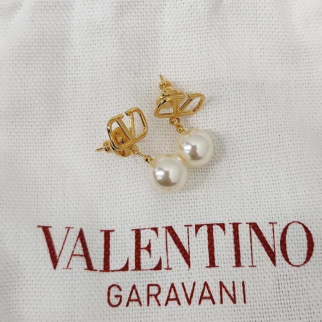 VALENTINO V Logo Signature Pearl Drop Earrings 5W2J0E36 UXM 0O3