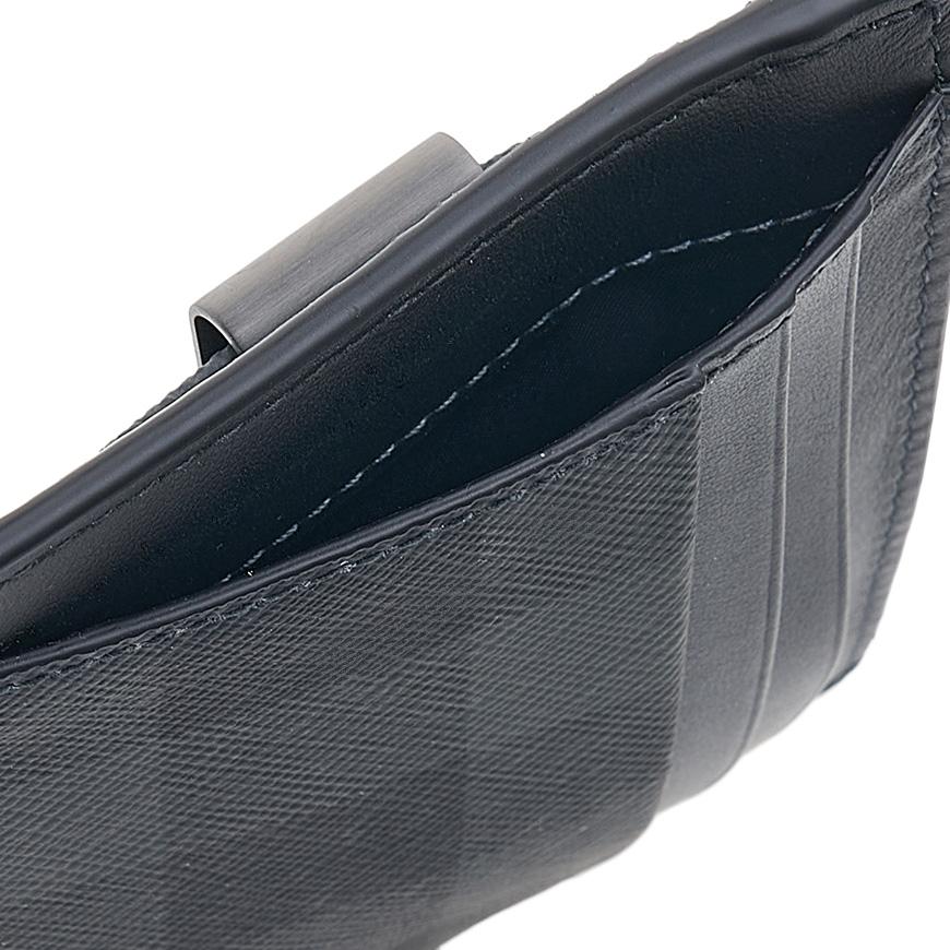 BURBERRY Men’s Check Leather Money Clip Wallet