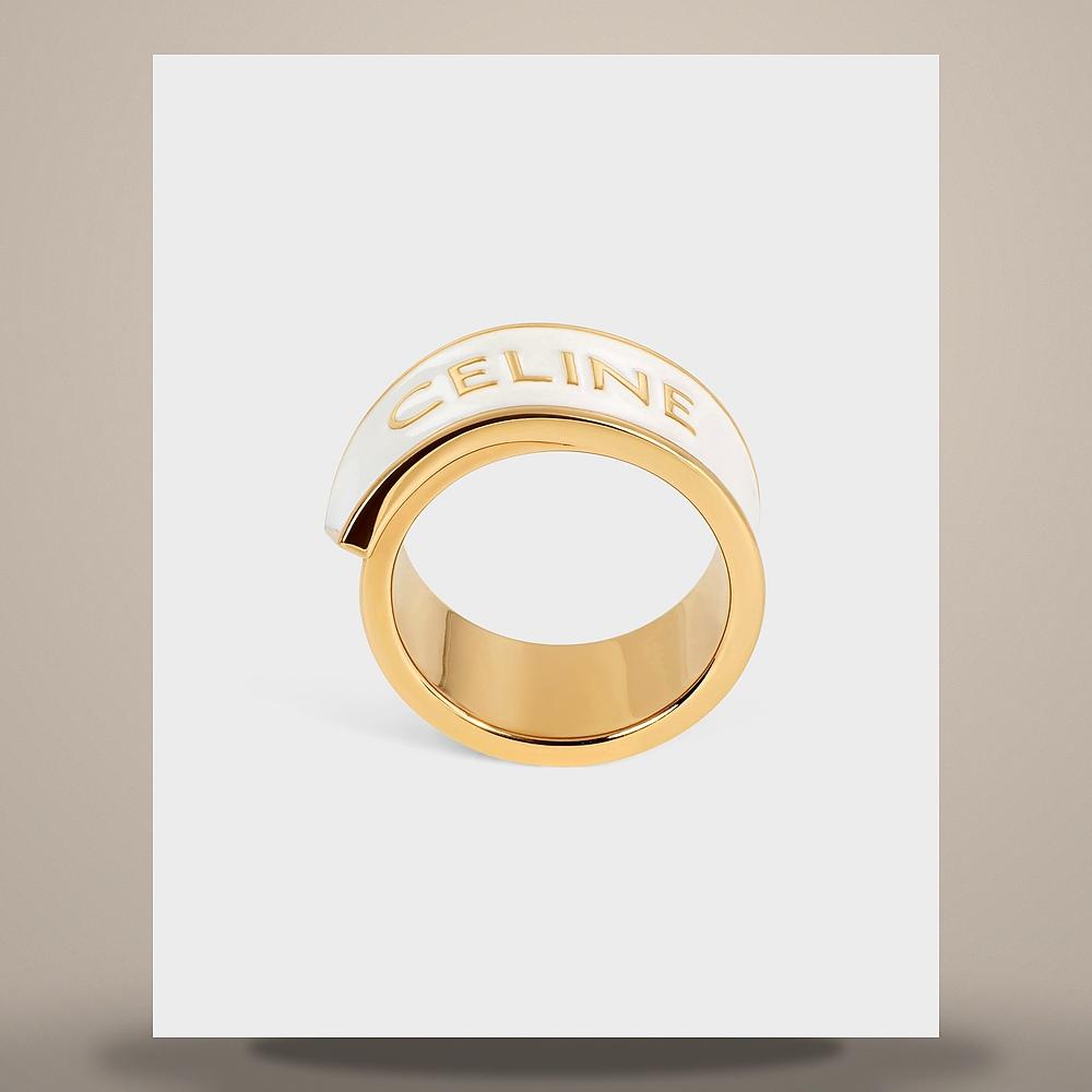 CELINE Enamel Ribbon Ring Gold-Finish Brass Ivory Gold B10EE4V08 01IG