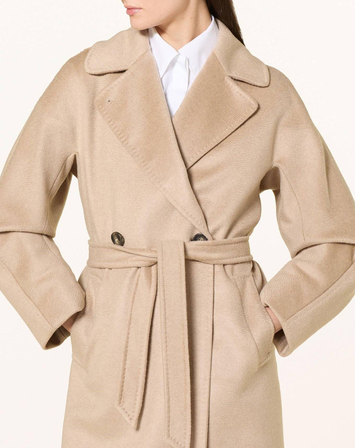Max Mara Regina Virgin Wool Coat Mandorla Beige