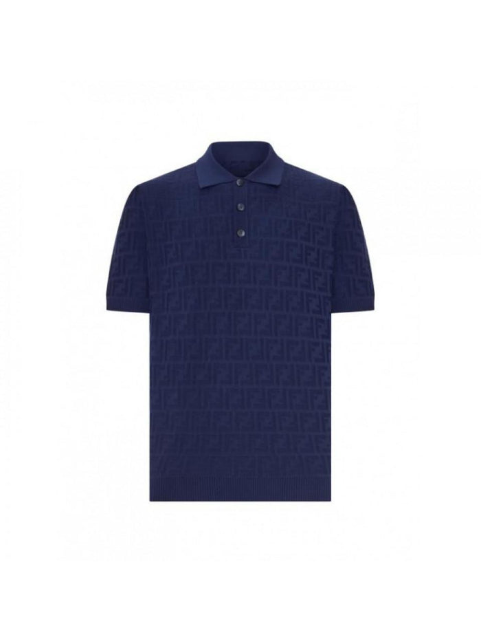 FENDI FF Short Sleeve Knit Polo T-Shirt