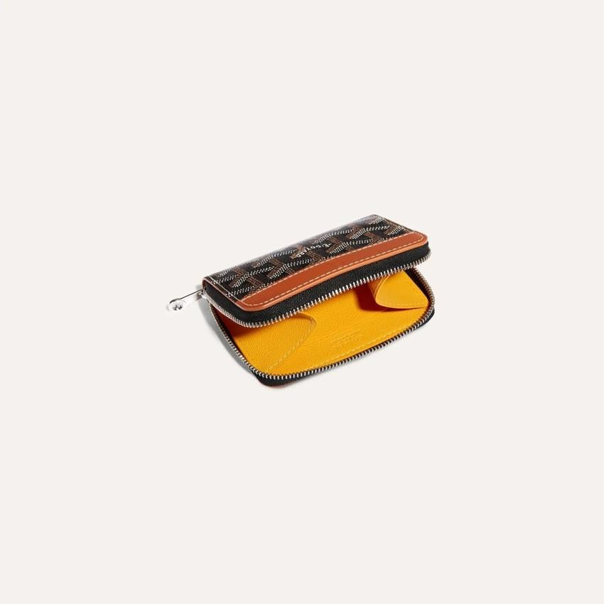 GOYARD Brown Black Tan Matignon Mini Card Holder Wallet for Women