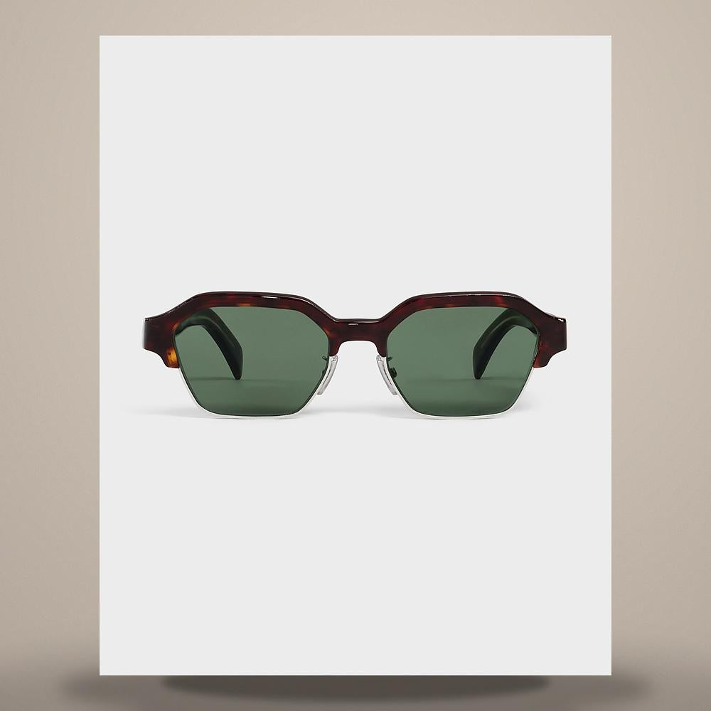 CELINE Black Frame Dark Havana Silver Acetate Metal Sunglasses