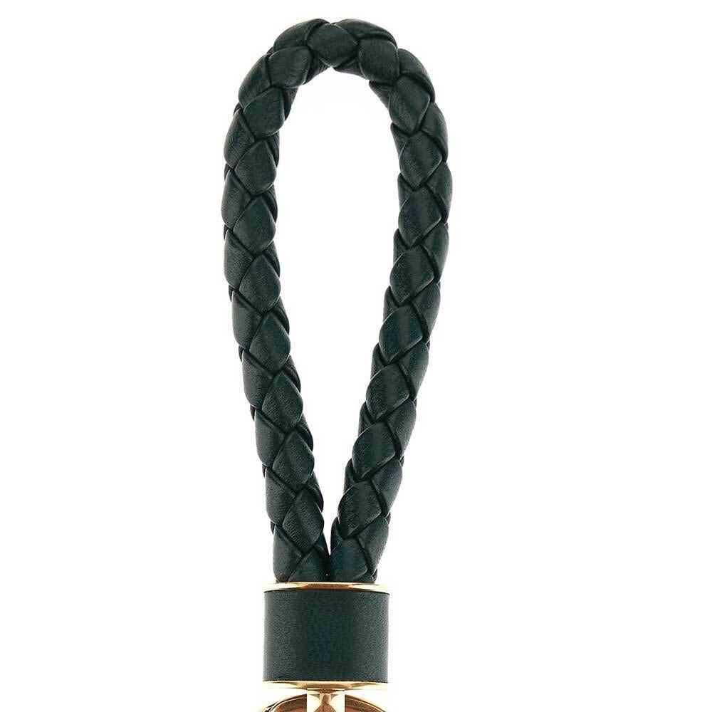 Bottega Veneta Intrecciato Leather Keyring Green Keychain