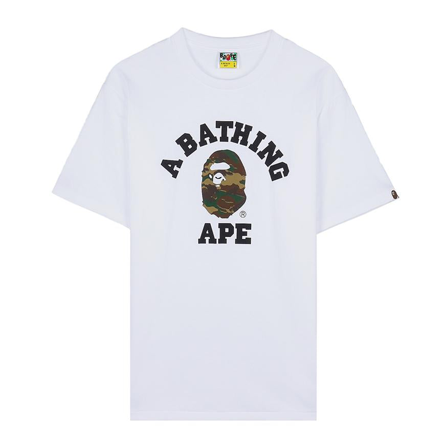 BAPE Men’s Glitch Camo College T-Shirt White 001TEM301031 MWH0