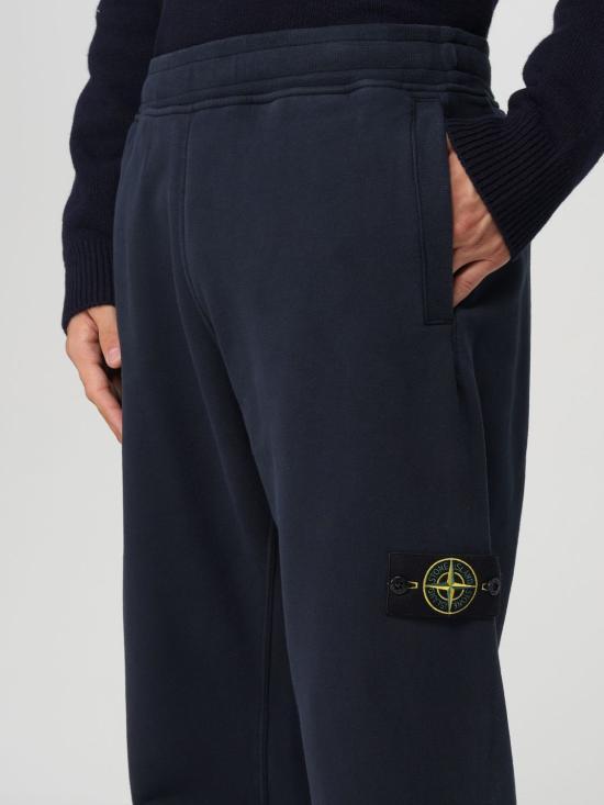STONE ISLAND Navy Cotton Fleece Jogger Sweatpants Men 811560920V0020 NAVY DOM