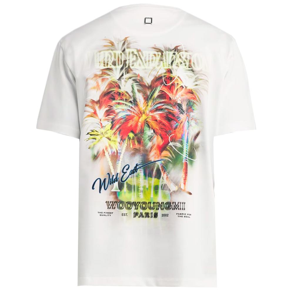 WOOYOUNGMI White Palm Tree Graphic Back Logo T-Shirt W251TS04 716W