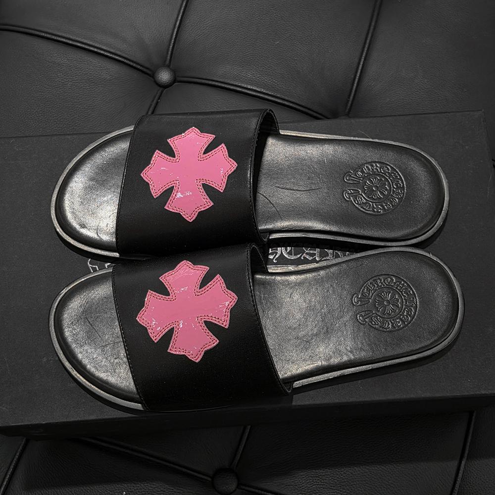 Chrome Hearts Cross Patch Slippers Black Pink Men’s