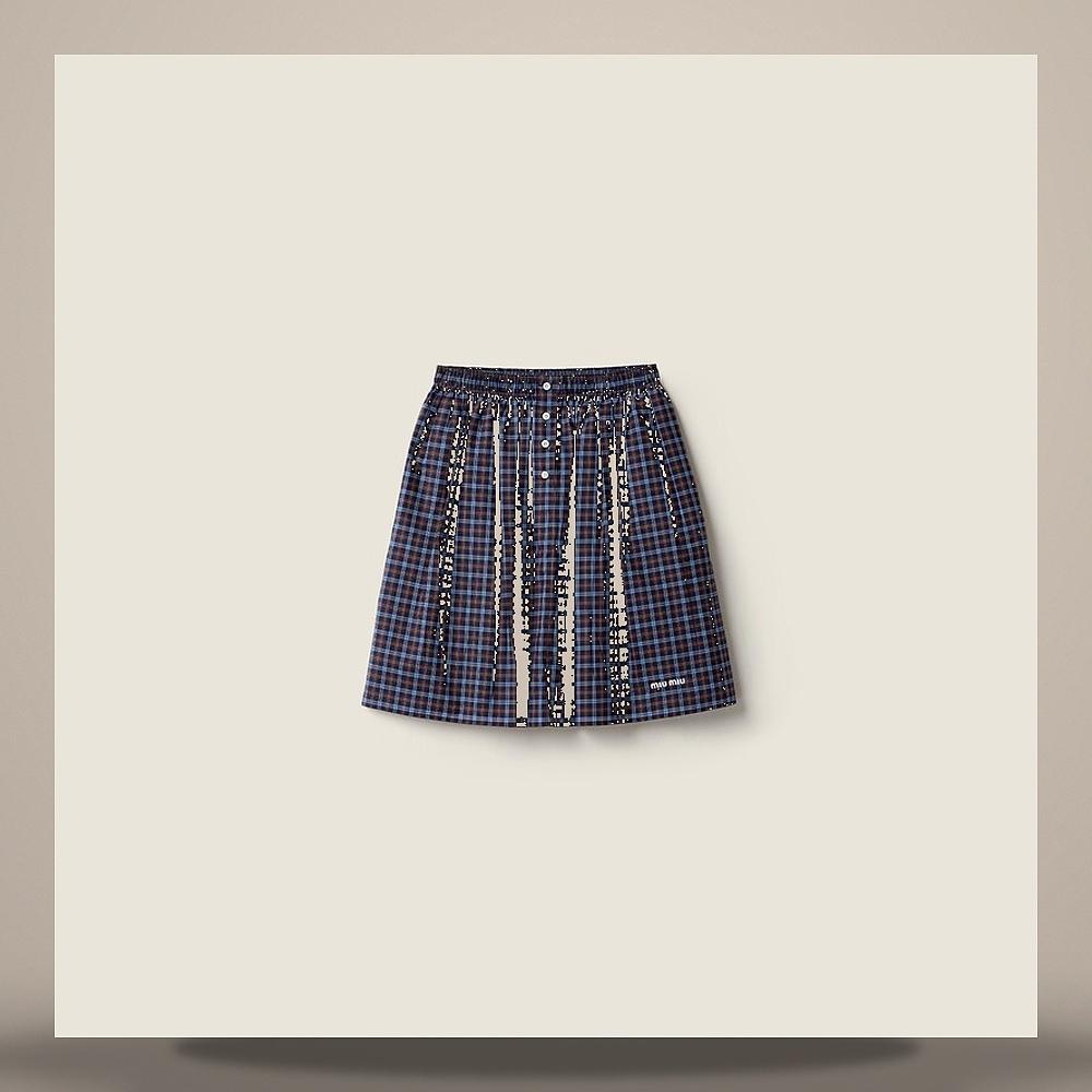 Miu Miu Check Midi Skirt MG2759 19U3 F057W