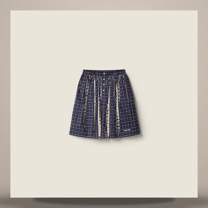 Miu Miu Check Midi Skirt MG2759 19U3 F057W