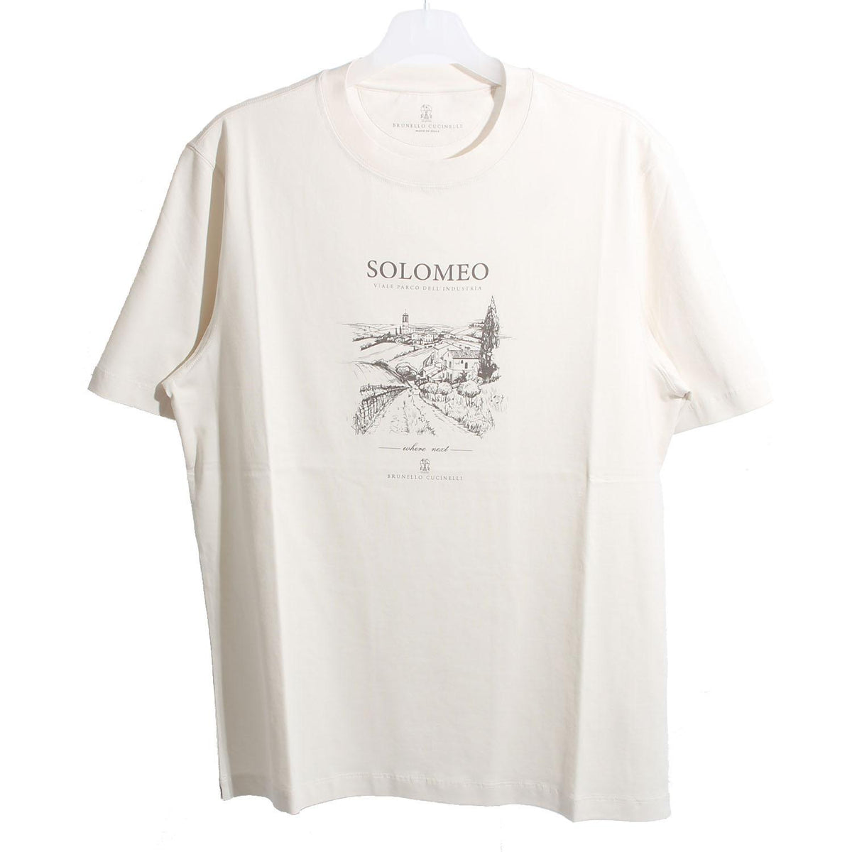 Brunello Cucinelli Solomeo Logo Print Beige Short Sleeve T-Shirt M0B138454 C2832