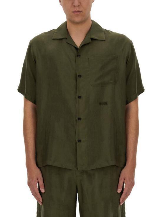 MSGM Short Sleeve Shirt Men’s White Cotton Button-Up 3640ME08X24701537