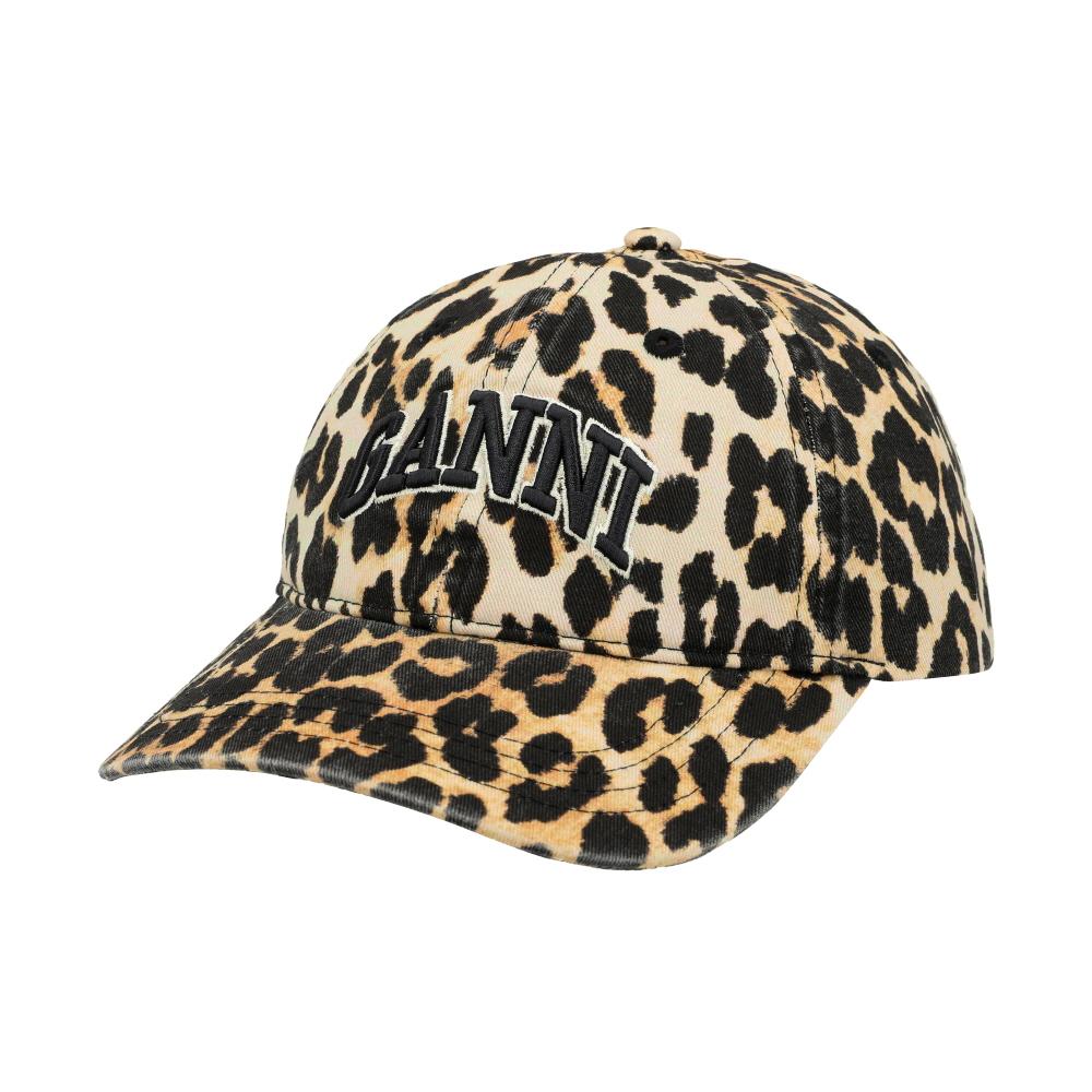 GANNI Leopard Print Logo Baseball Cap A6898 943