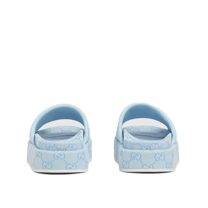 GUCCI Women’s Platform Slide Sandals Slippers White Leather