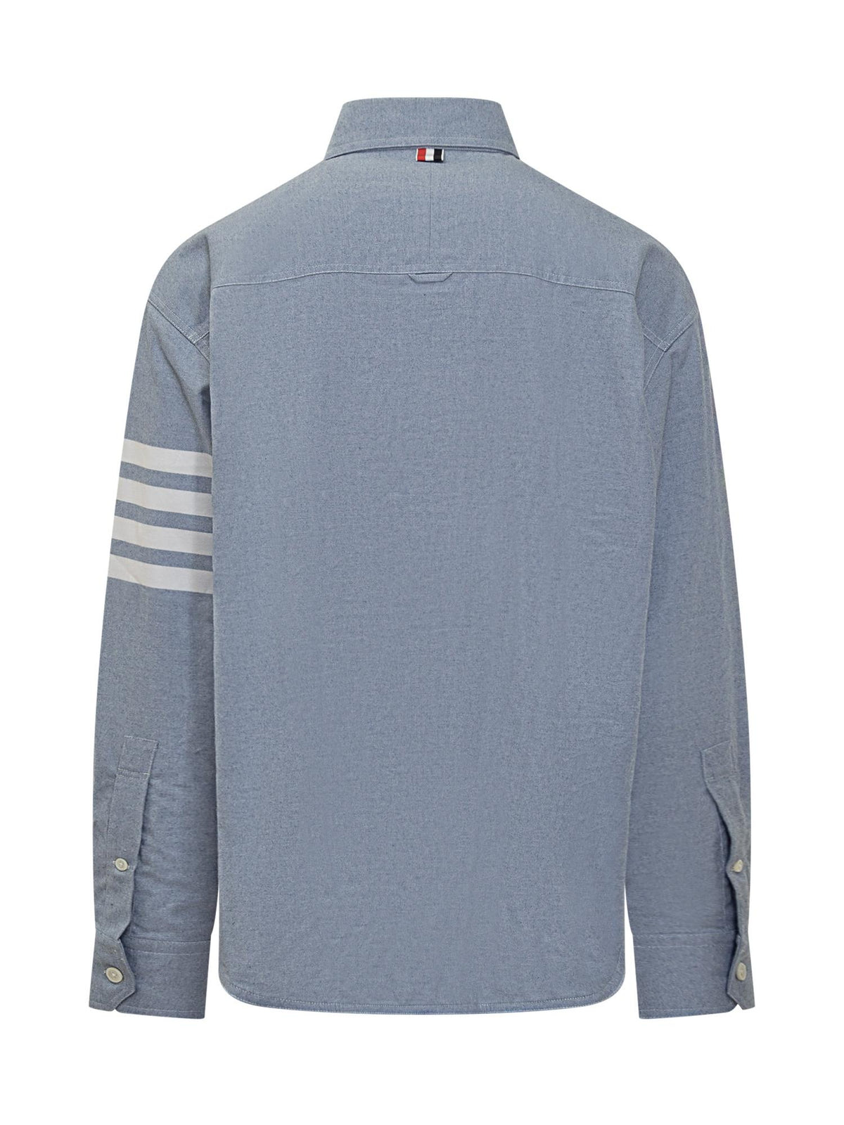 THOM BROWNE Navy Cotton Long Sleeve Dress Shirt