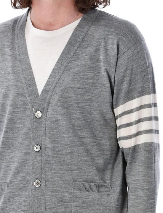 THOM BROWNE 4-Bar Sustainable Fine Merino Wool Classic Cardigan Pale