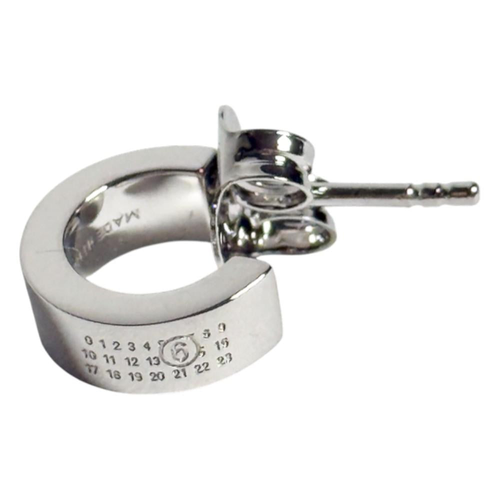 MM6 Silver Number Logo 4mm Earrings