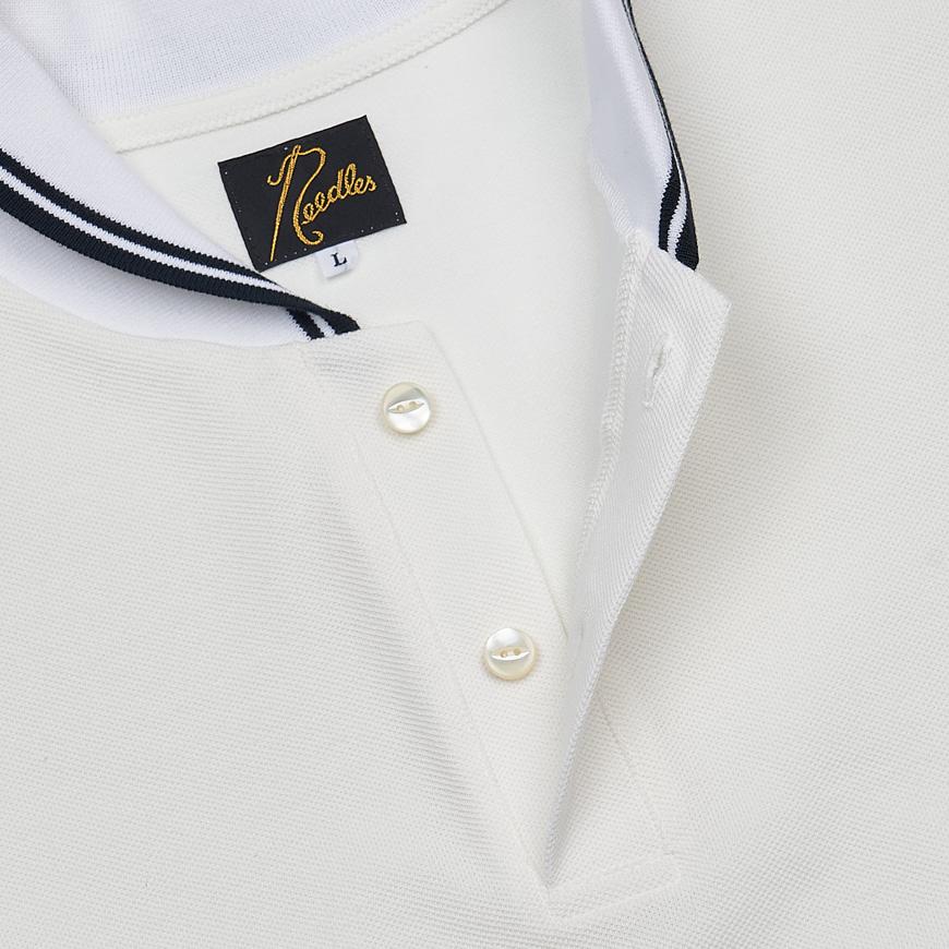 NEEDLES Men’s Shawl Polo T-Shirt QV354A OFF WHITE