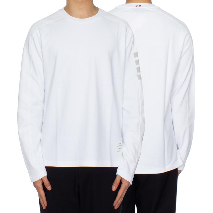 THOM BROWNE Milano Cotton Diagonal Stripe Long Sleeve T-Shirt
