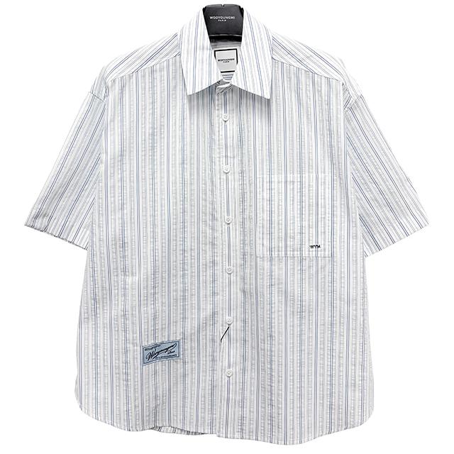 WOOYOUNGMI Stripe Seersucker Short-Sleeve Shirt for Men W261SH32 837L