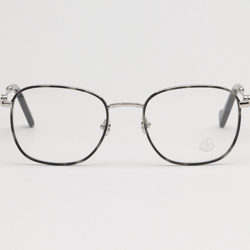 Moncler Gray Tortoise Windsor Rim Square Lightweight Metal Eyeglasses ML5108 016