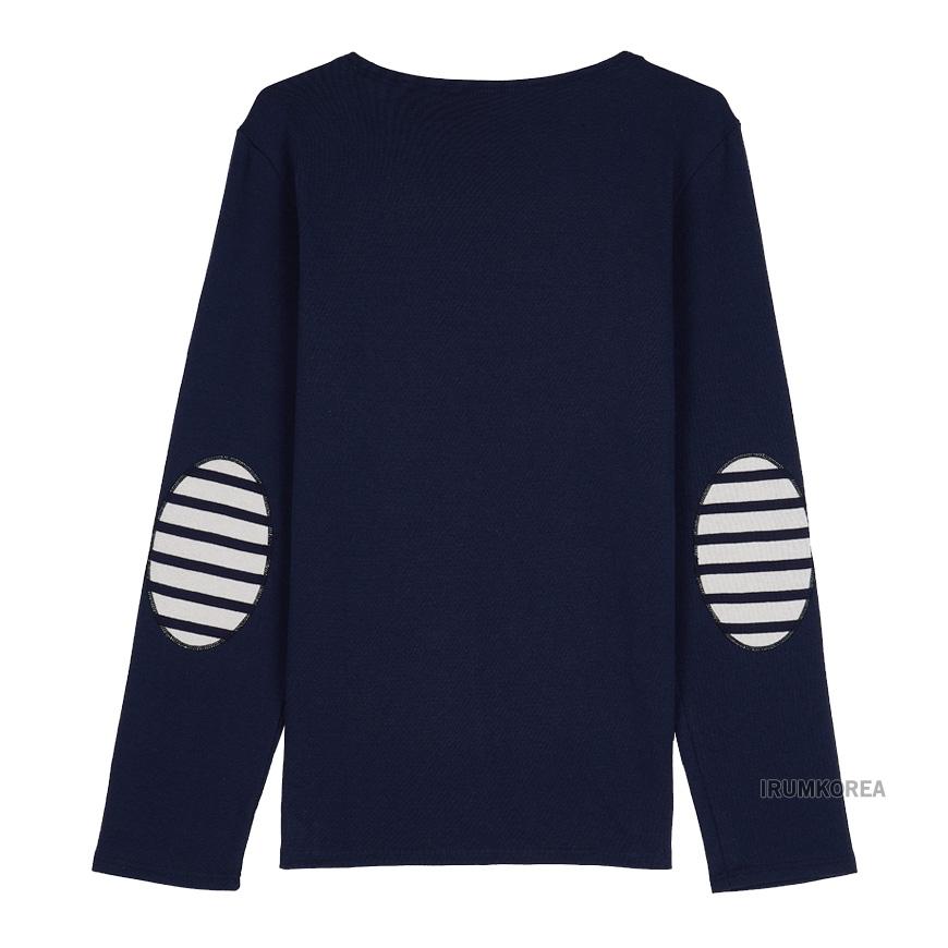 Saint James Navy/Ecru Stripe Long Sleeve T-Shirt Unisex Cotton