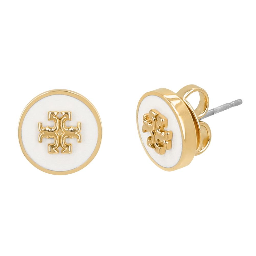 Tory Burch Kira Circle Logo Enamel Stud Earrings