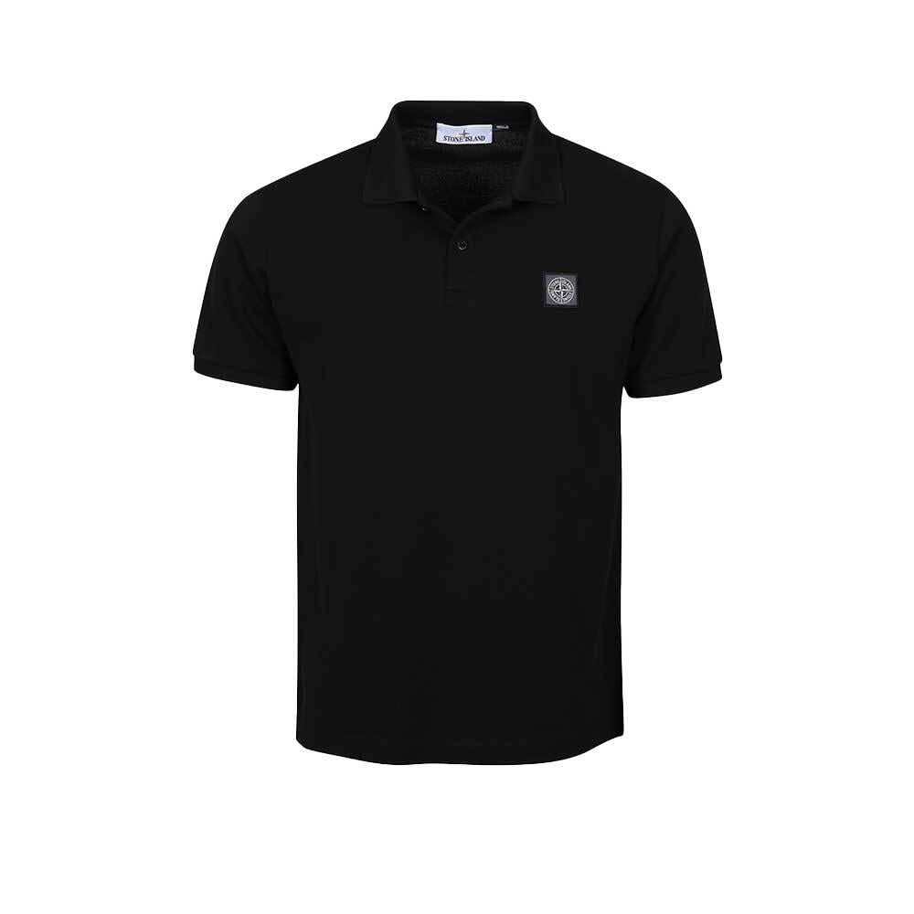 STONE ISLAND Black Cotton Polo Shirt Men
