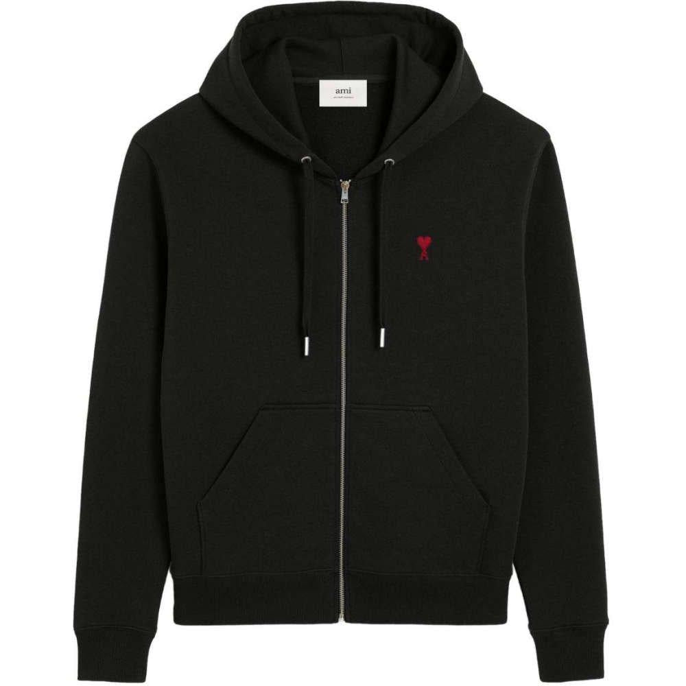AMI Small Heart Logo Black Zip-Up Hoodie Unisex
