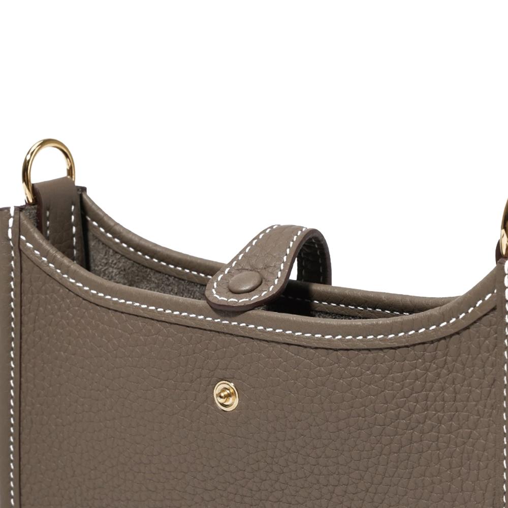 HERMES Evelyne 16 Clemence Indigo Etoupe Gold Hardware Crossbody Bag