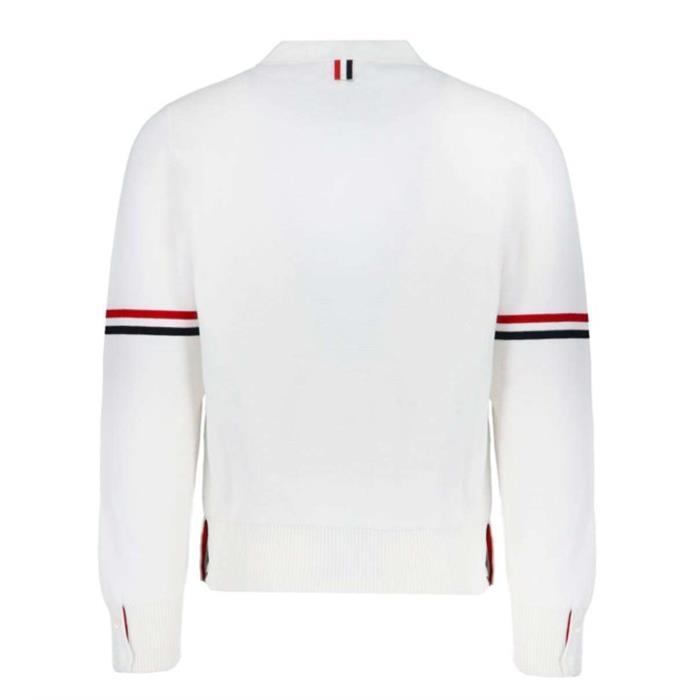 THOM BROWNE RWB Armband Milano Stitch Cardigan White
