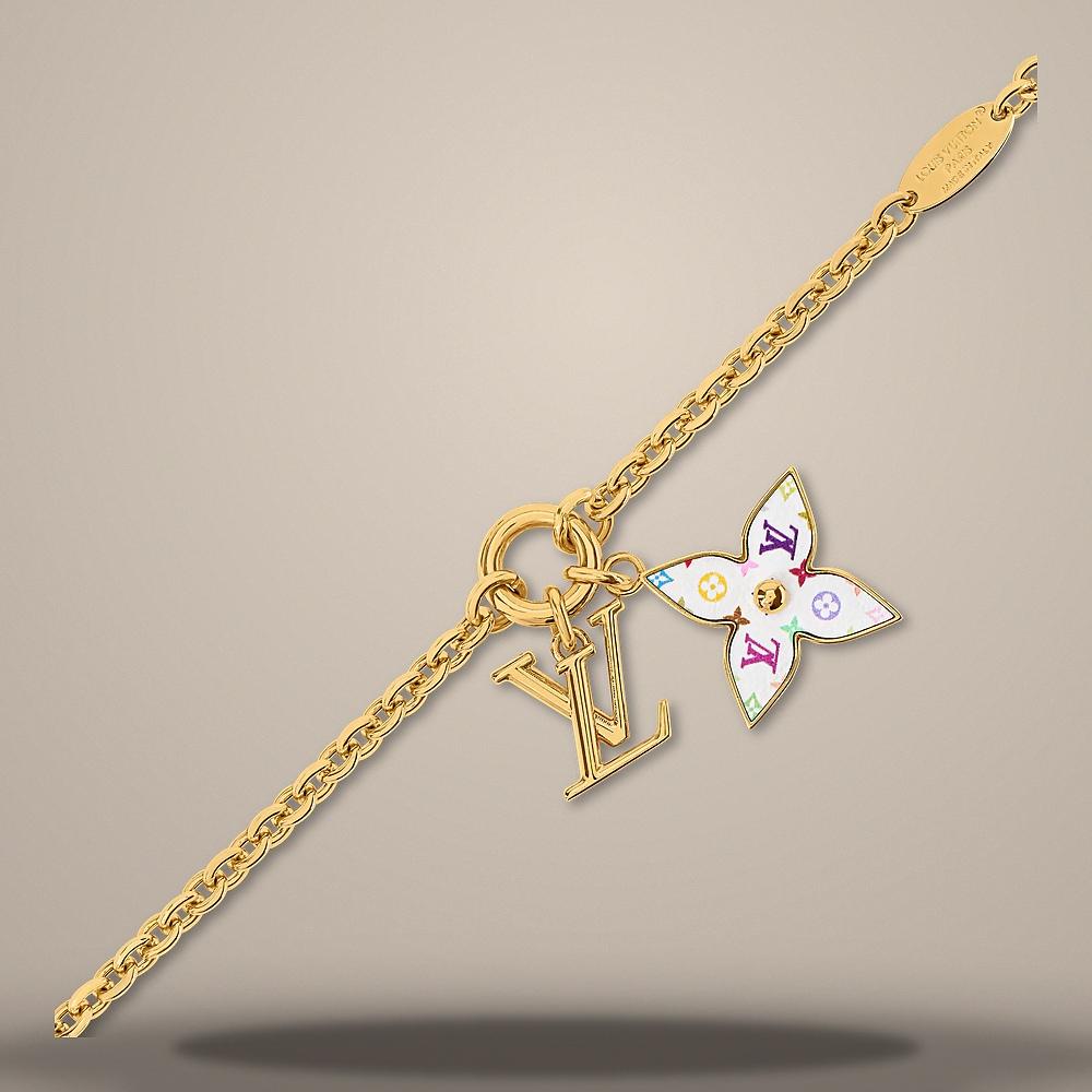 Louis Vuitton LV x TM Monogram Multicolor Gold-Tone Metal Bracelet Z3109E