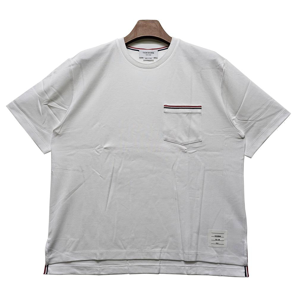 THOM BROWNE Oversized Milano Cotton Pocket T-Shirt White Men