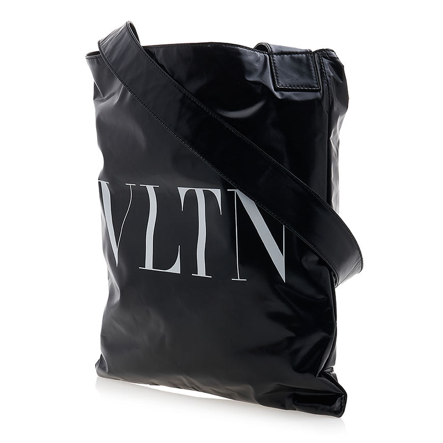 VALENTINO Garavani VLTN Logo Leather Shoulder Bag Black Unisex Crossbody