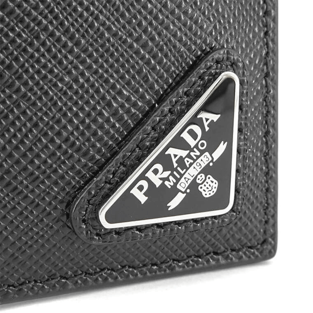PRADA Black Saffiano Leather Card Holder Unisex 2MC067