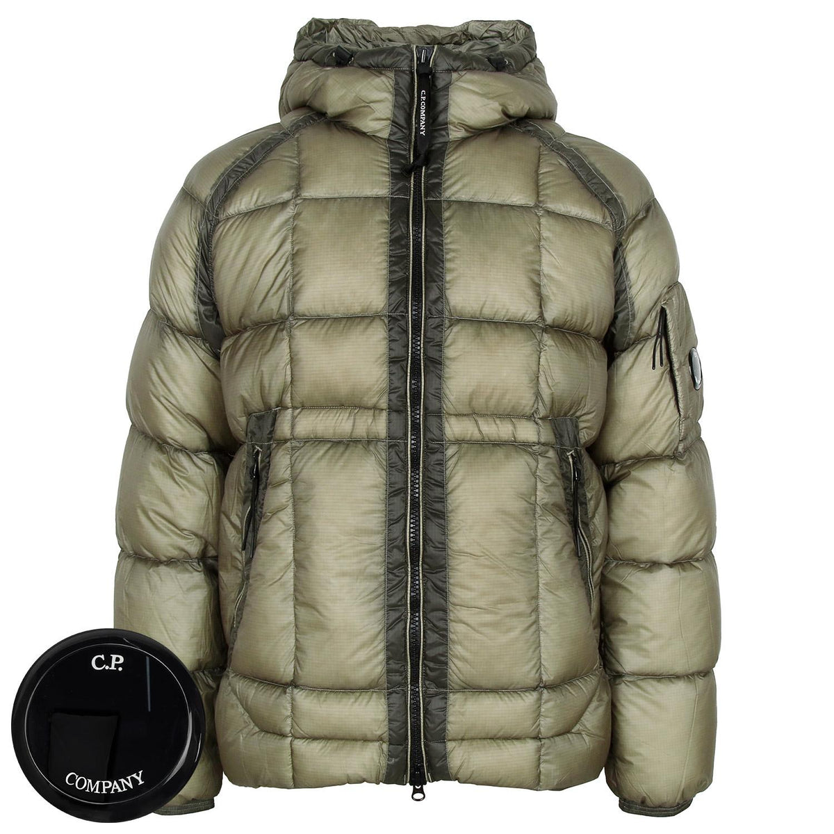 CP Company Grey DD Shell Hooded Duck Down Jacket for Men