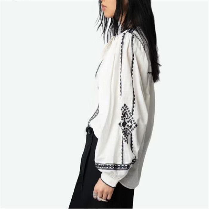 Zadig&Voltaire Oversized Cotton Shirt with KOZAK Embroidery White