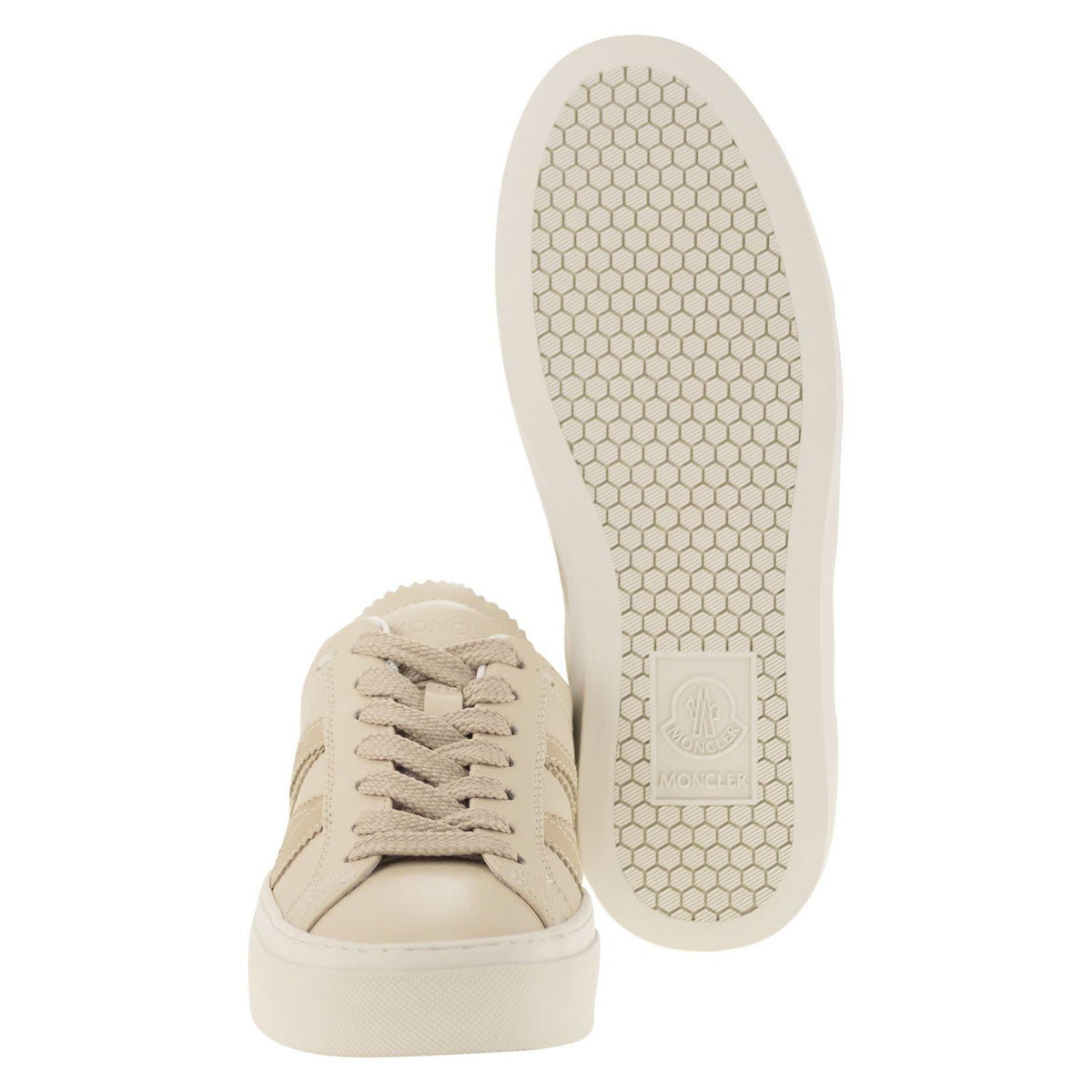 Moncler White Leather Low-Top Sneakers