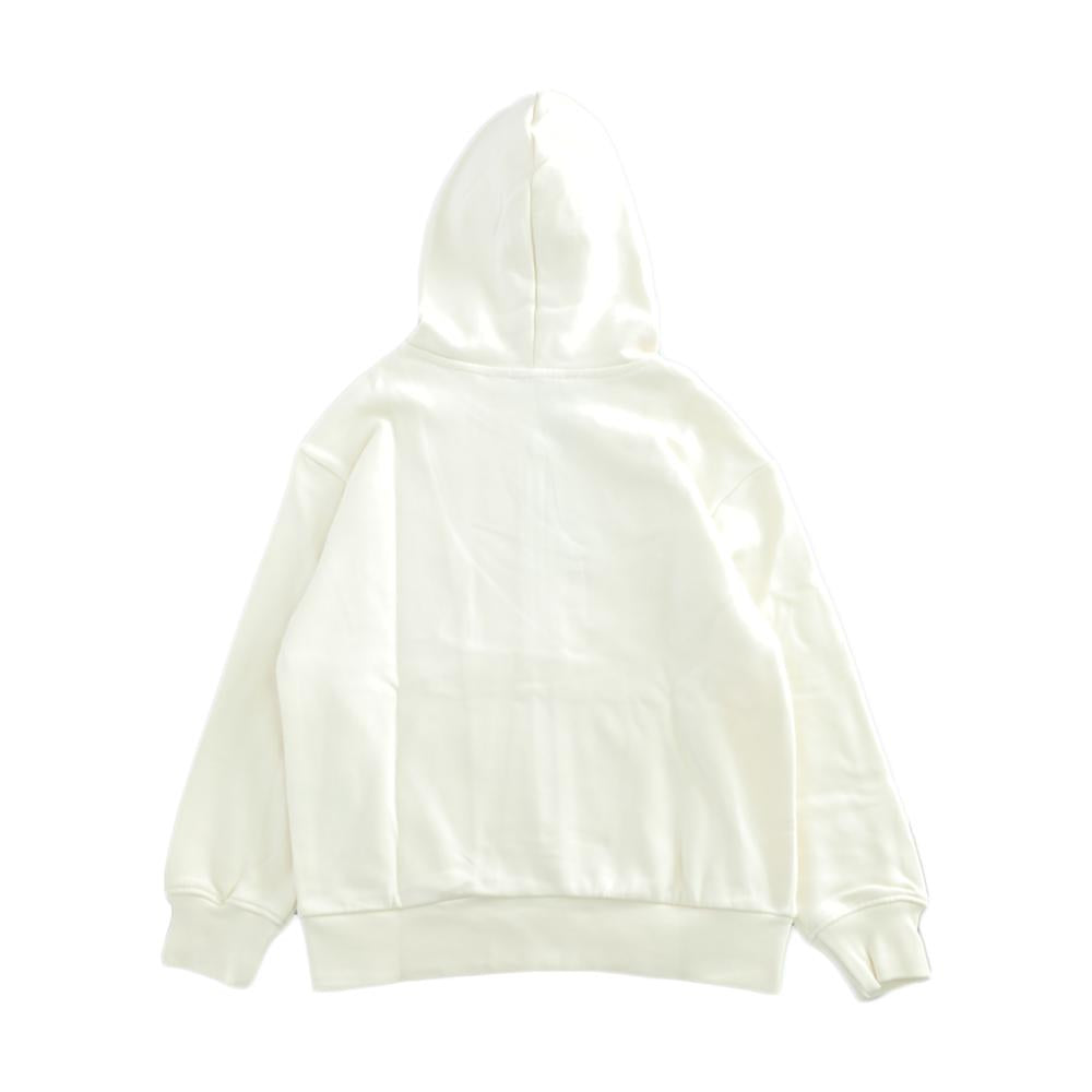 MSGM Ivory White Logo Print Hooded Zip-Up Jacket for Women F5MSJUZH002 013
