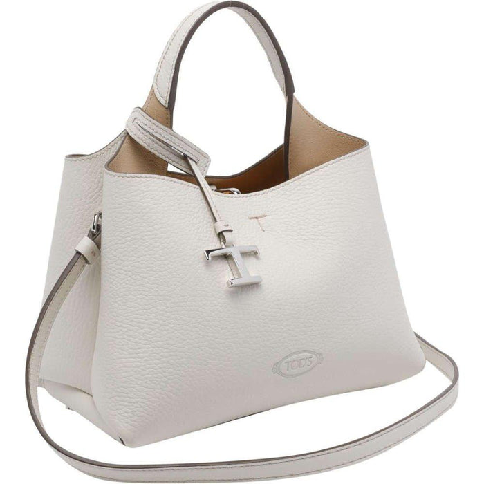 Tods T Timeless Micro White Leather Tote Bag for Women