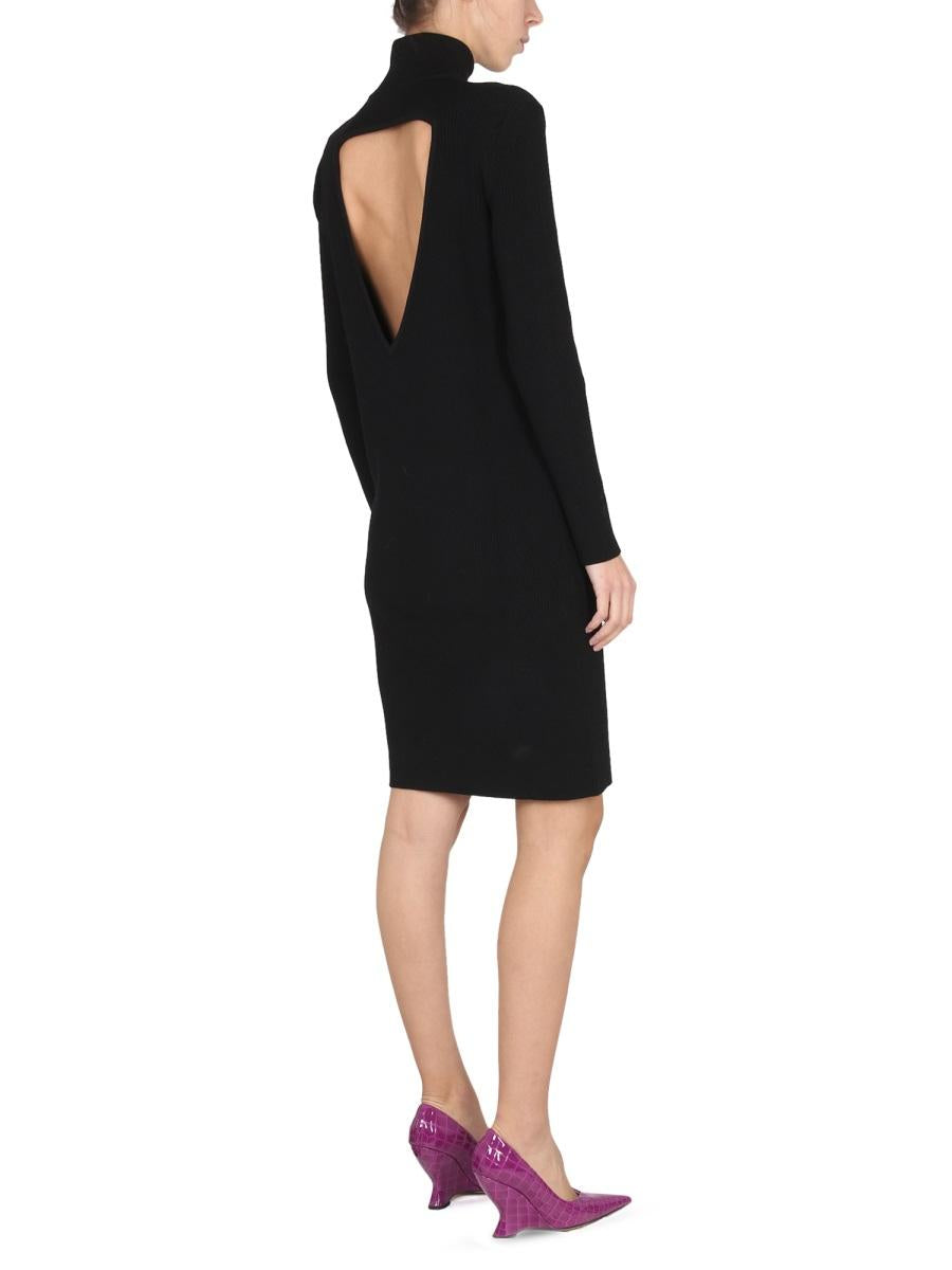 Bottega Veneta Black Long Sleeve Midi Dress