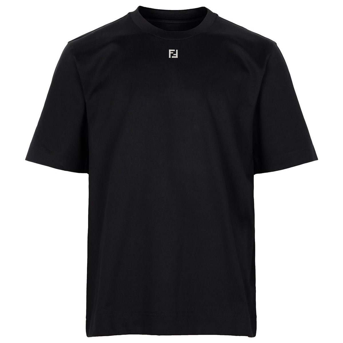 FENDI Black FF Metal Logo T-Shirt for Men