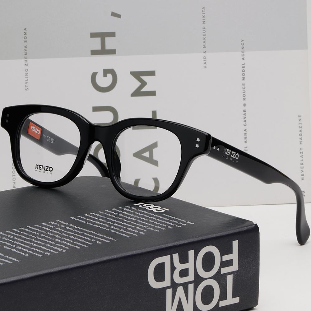 KENZO Black Thick Rectangle Acetate Eyeglass Frames Unisex KZ50176I 001