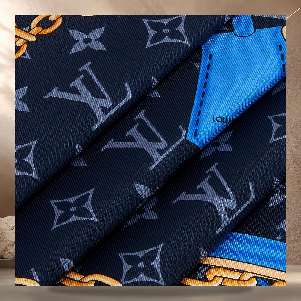 Louis Vuitton Blue Strap and Trunk Square Scarf 70 M98740