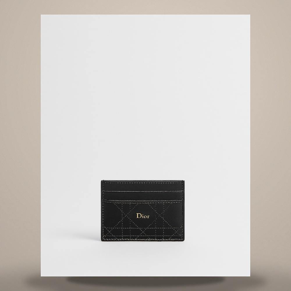 DIOR Trianon Freesia Black Cannage Lambskin Flat Card Holder