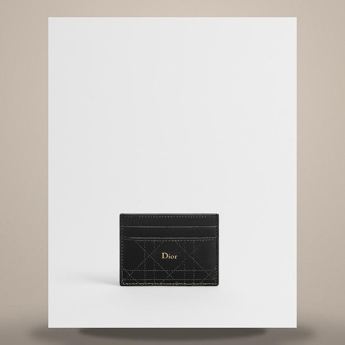 DIOR Trianon Freesia Black Cannage Lambskin Flat Card Holder