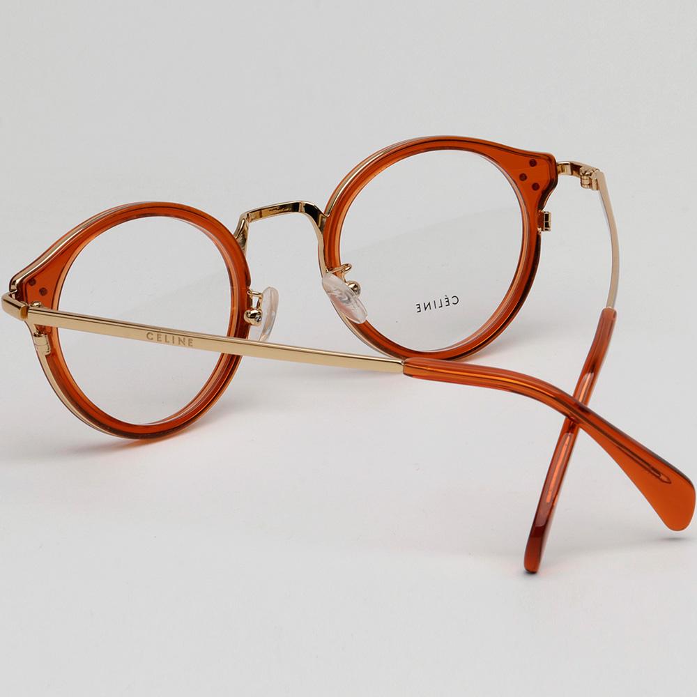 CELINE Gold Frame Round Eyeglasses Transparent Orange Unisex CL50001U 042