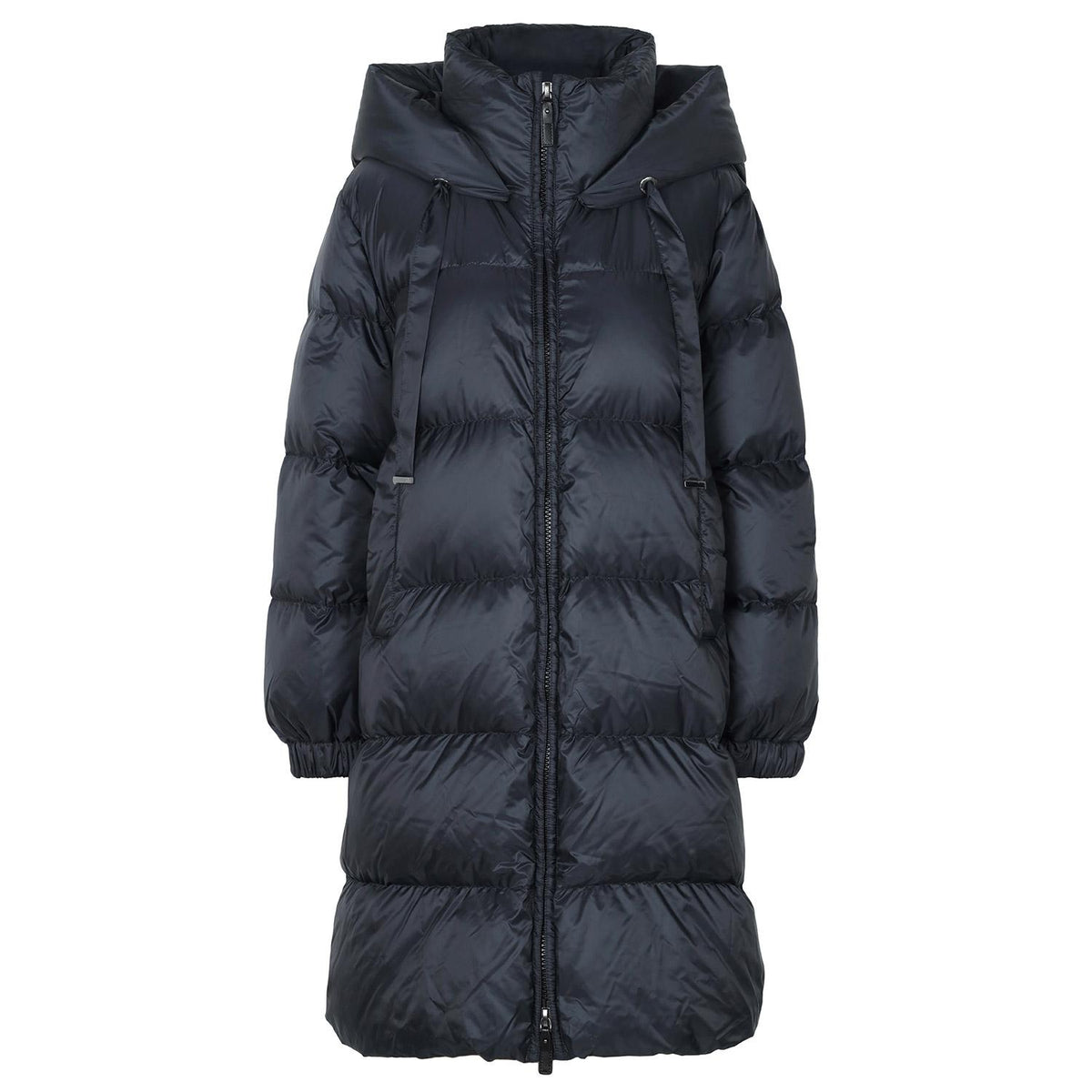 Max Mara Midnight Blue Hooded Goose Down Long Jacket MTCMARTE 008